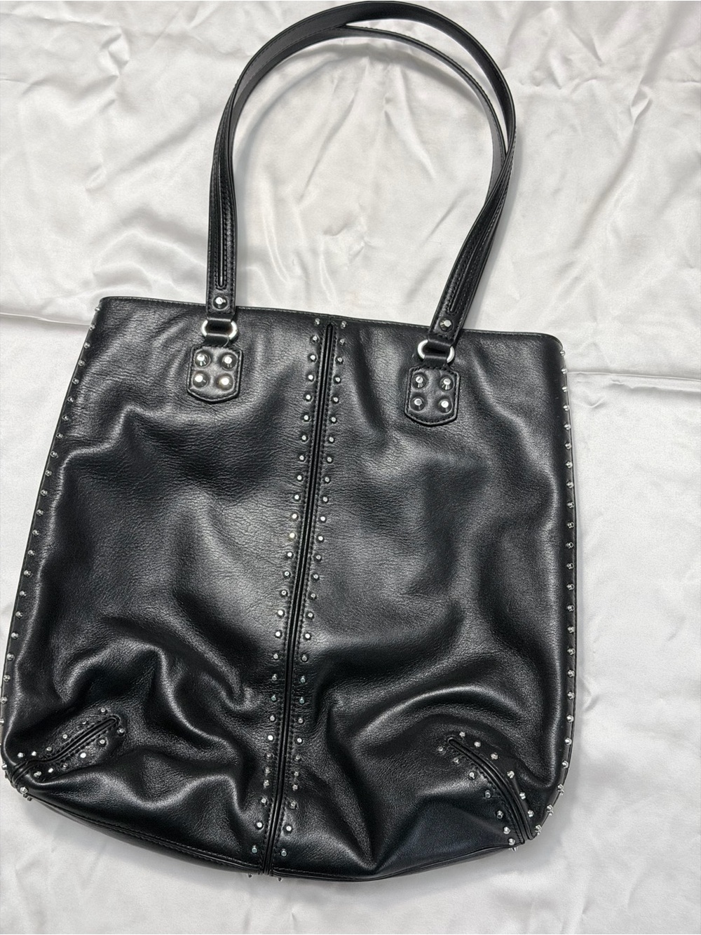 Michael Kors Astor Re- Edition 2004- Black Studded Leather Tote - Picture 3 of 15